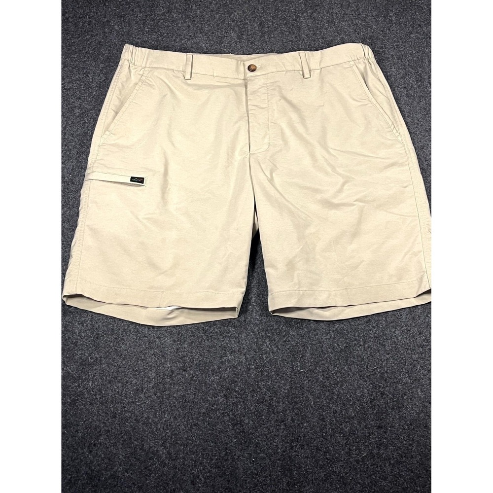 Greg Norman Golf Shorts Men 36 Beige Stretch Mid Rise Comfort Performance Casual